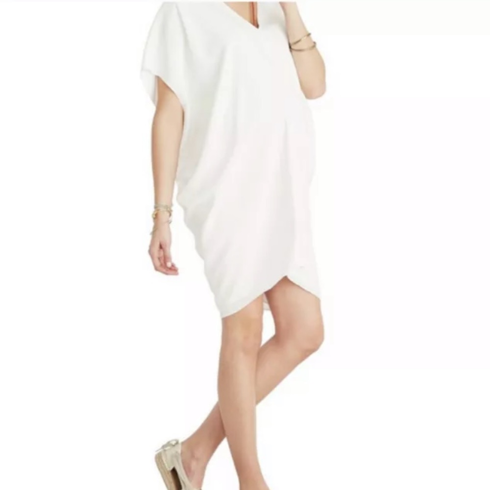 HATCH Slouch Dolman Sleeve V Neck Dress White